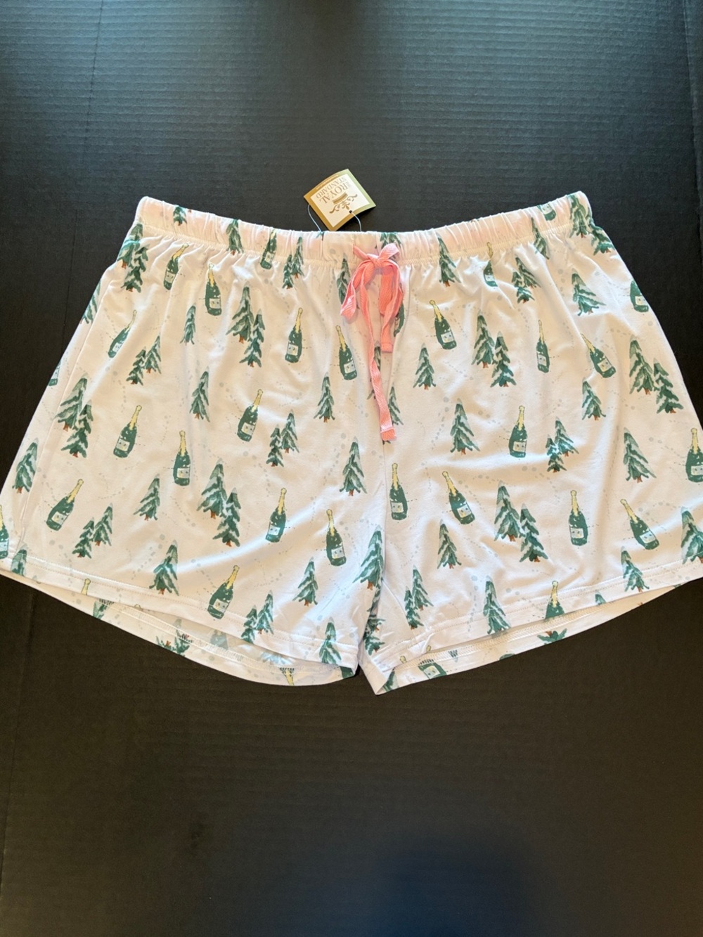 The Royal Standard Holiday-Print Trees and Champagne Pajama Shorts Size XL